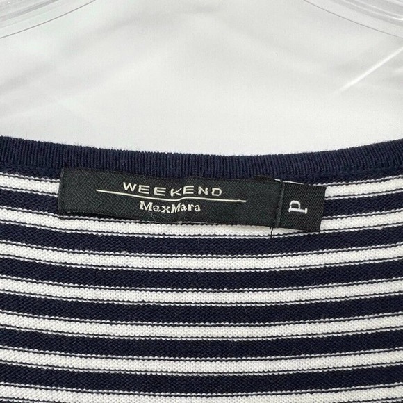 Weekend Max Mara Womens XS Blue White Cotton Knit Nautical Shift Dress - Picture 3 of 7